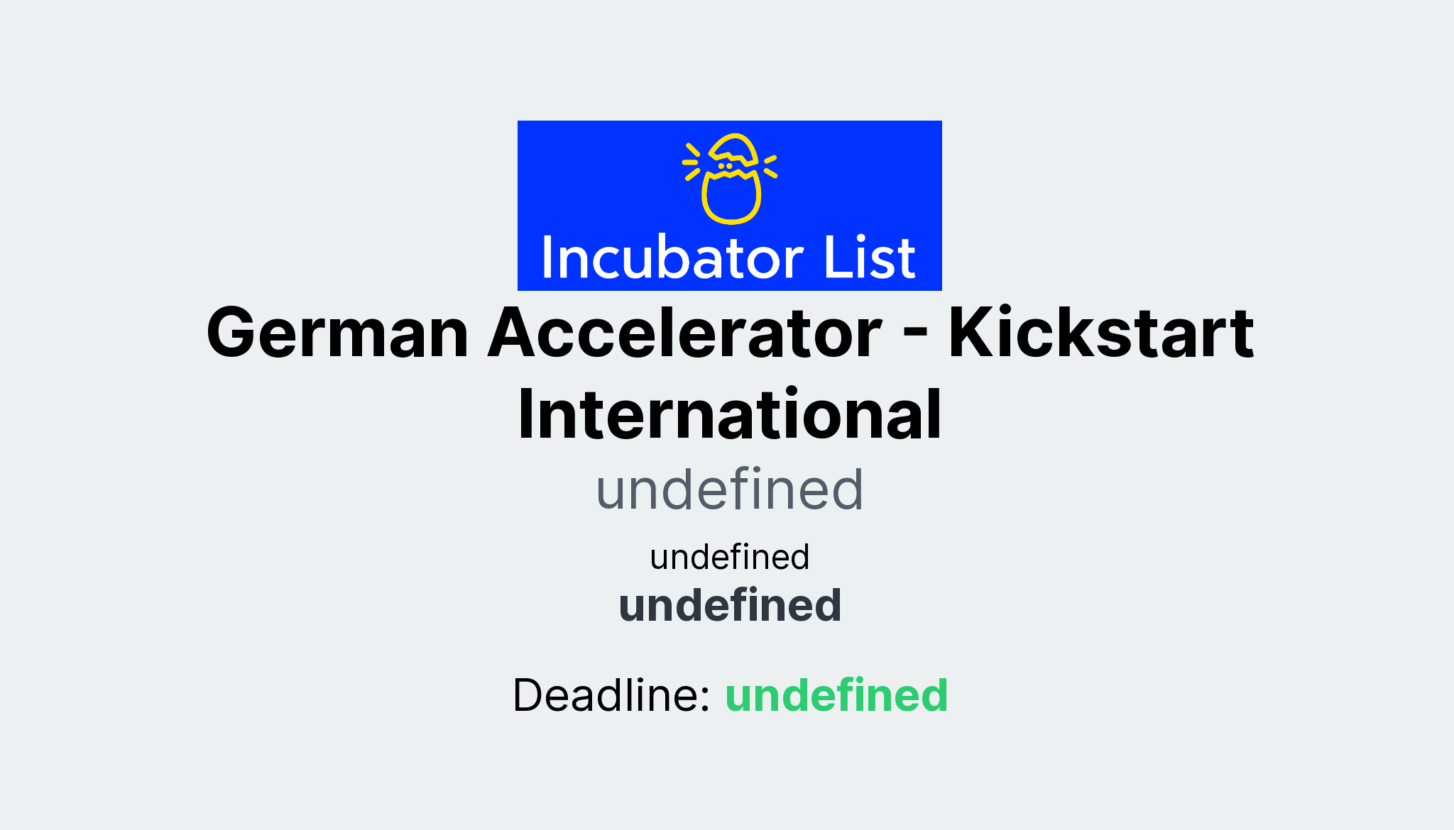 German Accelerator Kickstart International Key Information